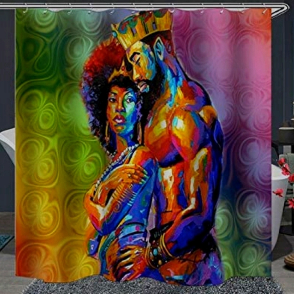 African King and Queen shower curtain